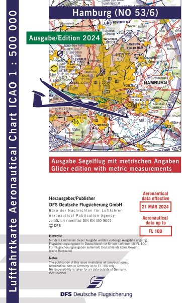 ICAO Glider Chart · Hamburg 2024 — NO 53/6 (1:500.000)
