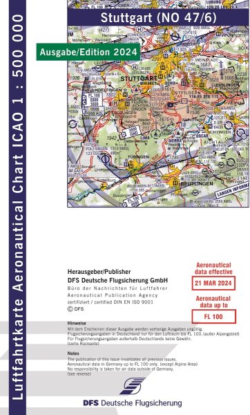 ICAO-Karte · Stuttgart 2024 — Blatt NO 47/6 (1:500.000)