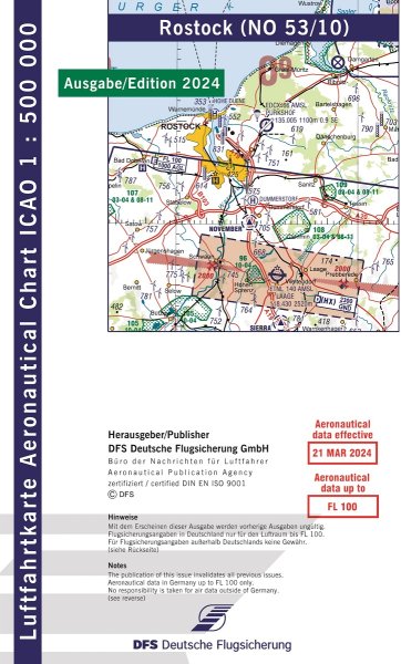 ICAO-Chart · Rostock 2024 — NO 53/10 (1:500.000)