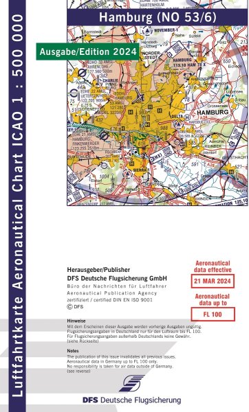 ICAO-Chart · Hamburg 2024 — NO 53/6 (1:500.000)